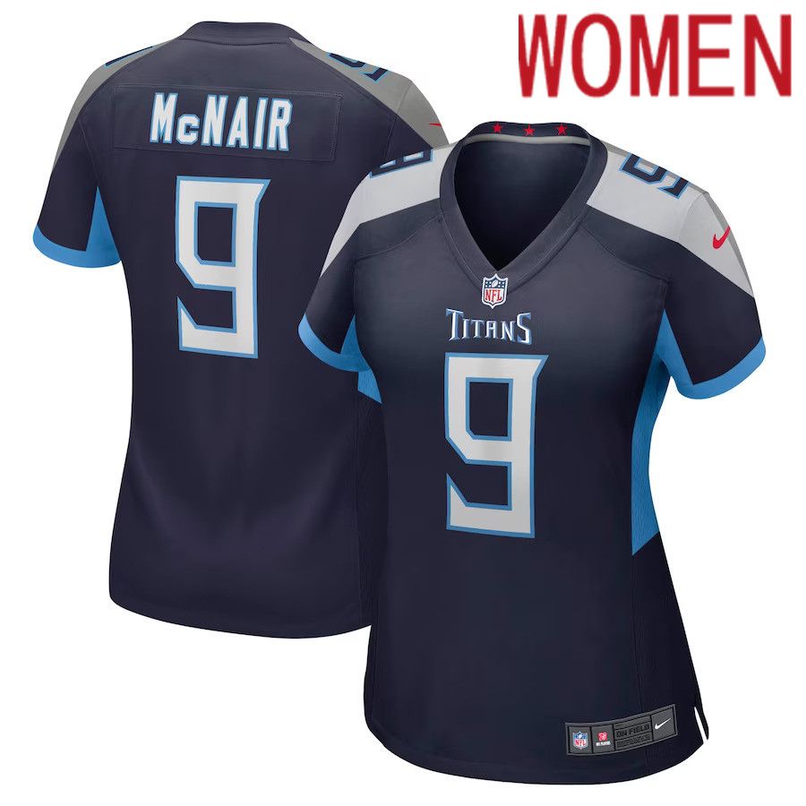 Women Tennessee Titans 9 Steve McNair Nike Navy Game Retired Player NFL Jersey